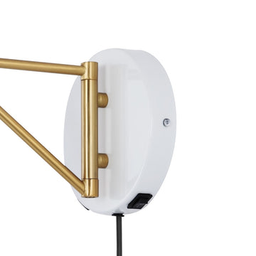 Lynn 15" Swing Arm Modern Midcentury Iron USB Charging Port LED Sconce - JONATHAN Y